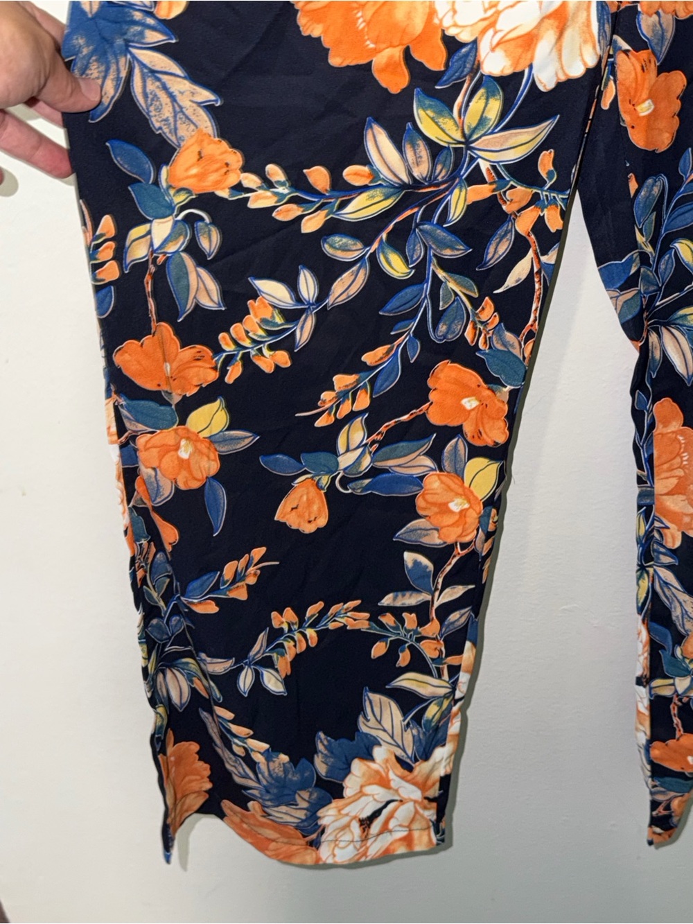 SHEIN Navy Floral Off-Shoulder Jumpsuit with Orange Blooms - Picture 3 of 8